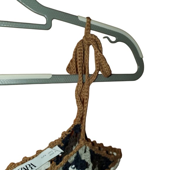 ZARA BLOGGERS’ FAVORITE MIXED CROCHET LINEN DRESS LARGE - Picture 6 of 15